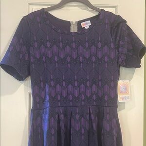 LuLaRoe purple and black Amelia Short Sleeve Dress